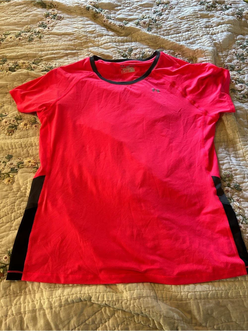 Under Armour Pink Performance HeatGear Tee with Black Trim